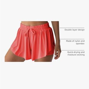 Flowy Athletic Shorts for Women Running Tennis Shorts. Size XL. Coral/pink color
